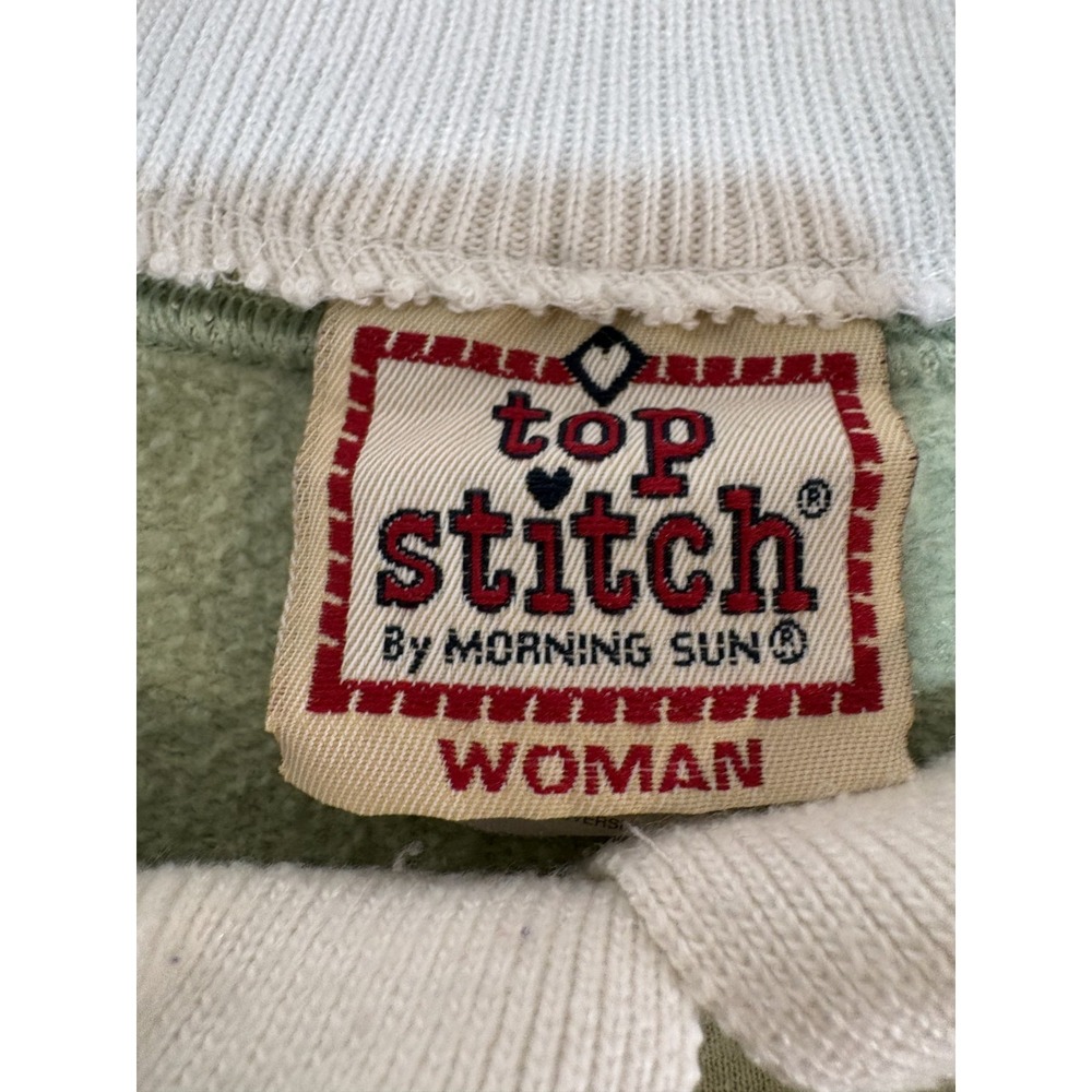 Top Stitch by Morning Sun Collared Bird Country Cabin Light Green Sweatshirt 3XL - Picture 3 of 9